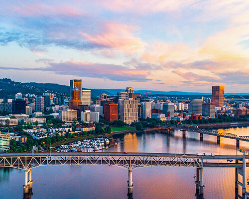 Sunrise over the Portland Skyline