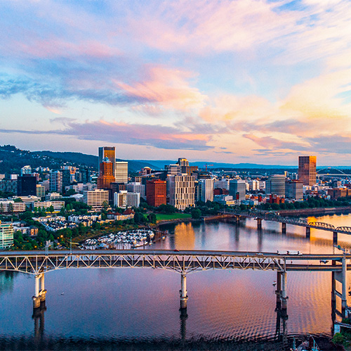 Sunrise over the Portland Skyline