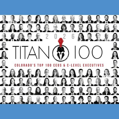 Oxi Fresh Founder Jonathan Barnett's headshot appears alongside images of the rest of this year's Colorado Titan 100 class.